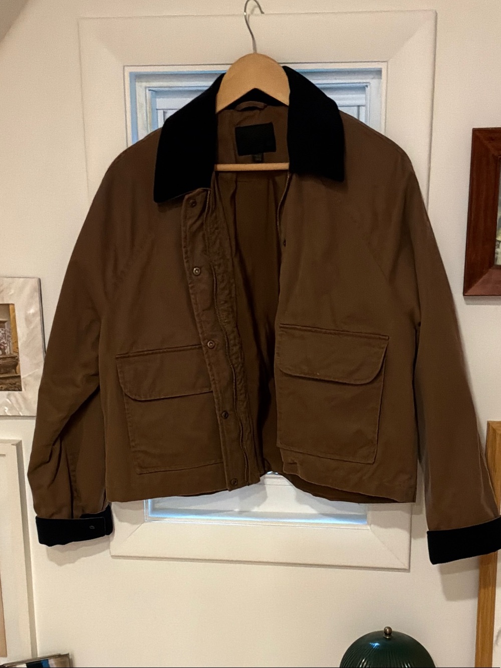Zara Brown Utility Jacket with Black Collar